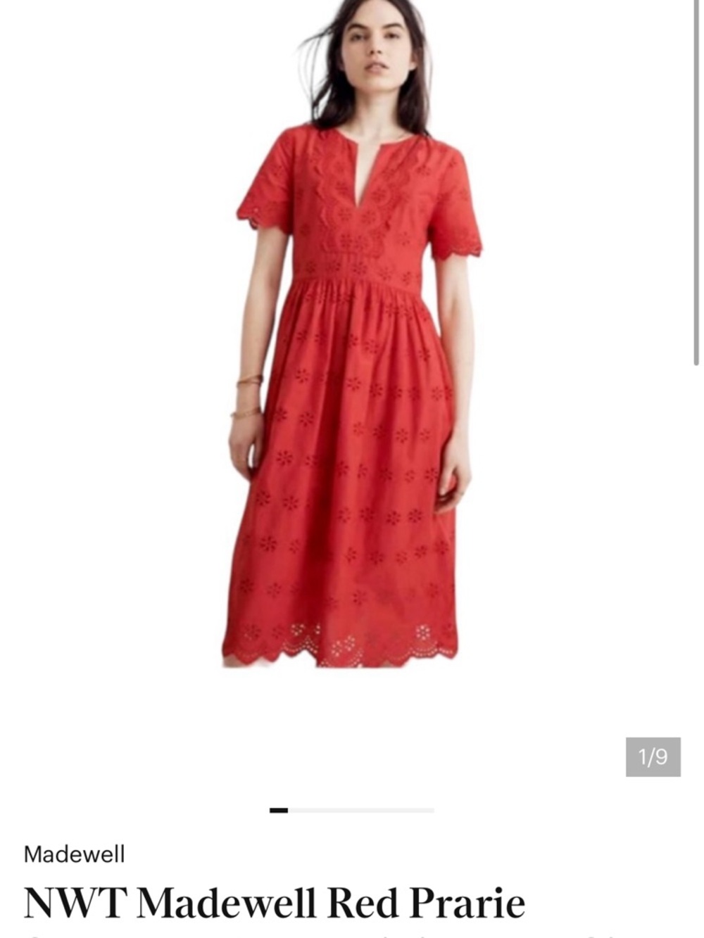 Madewell Crimson Eyelet Midi Dress